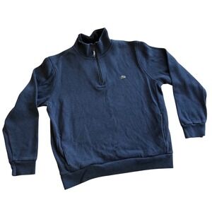 Lacoste Quarter Zip Pullover Sweatshirt Mens XXL Blue Cotton Pockets